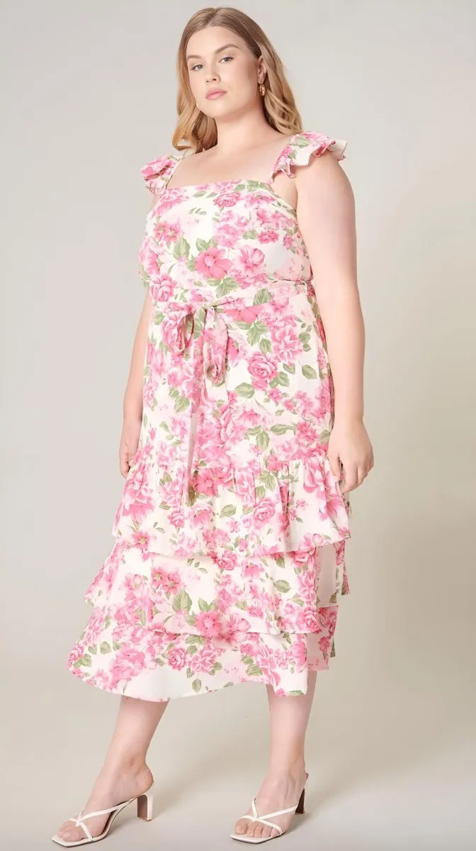 Sugarlips - Truth Be Told Guayana Ruffle Tiered Midi Dress - Plus Size (Final Sale)