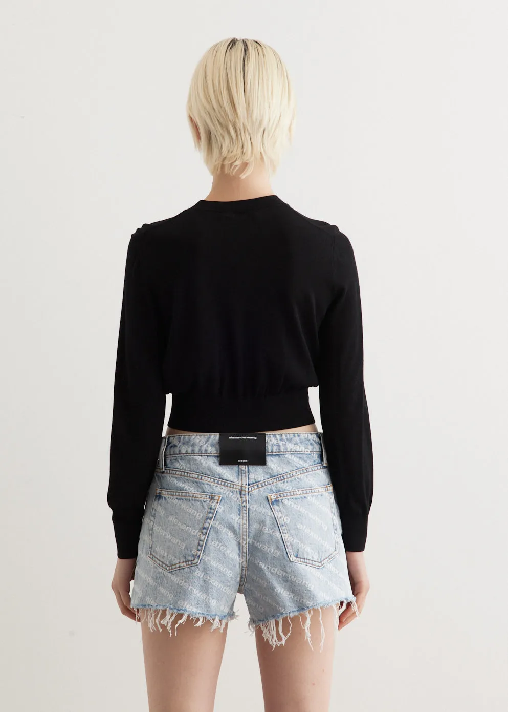 Superfine Cropped Crewneck Cardigan