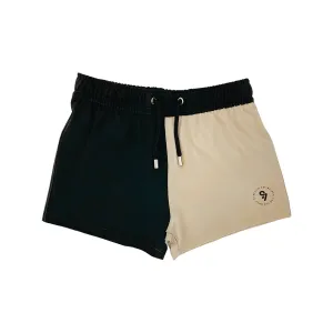 Swim Trunks - Black Color Block, Kids Board Shorts, Toddler
