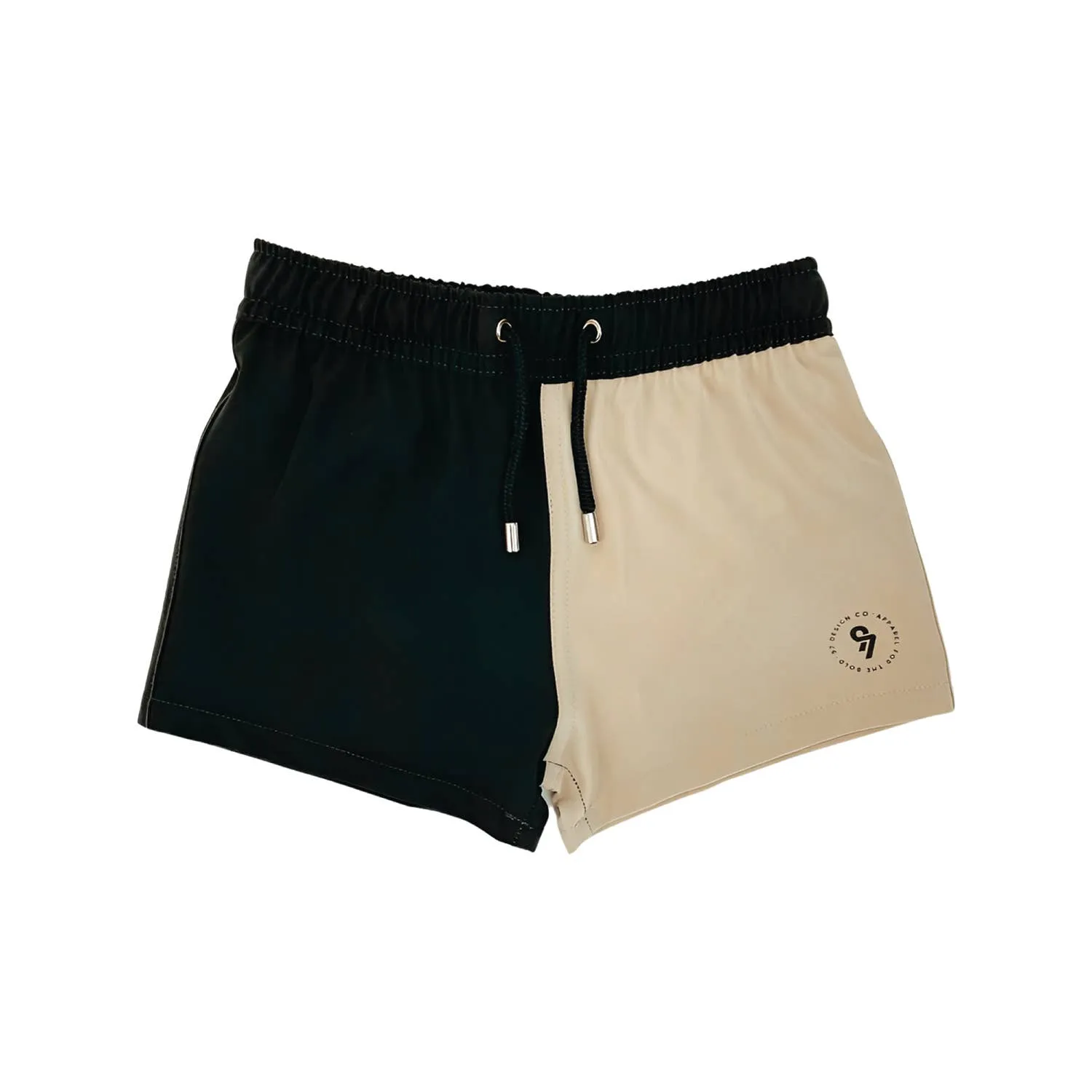Swim Trunks - Black Color Block, Kids Board Shorts, Toddler