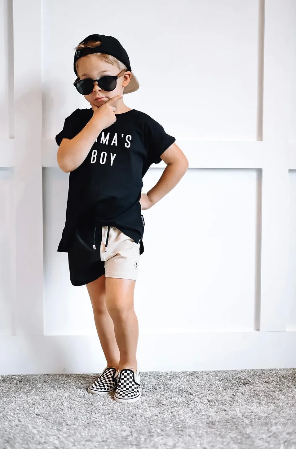 Swim Trunks - Black Color Block, Kids Board Shorts, Toddler