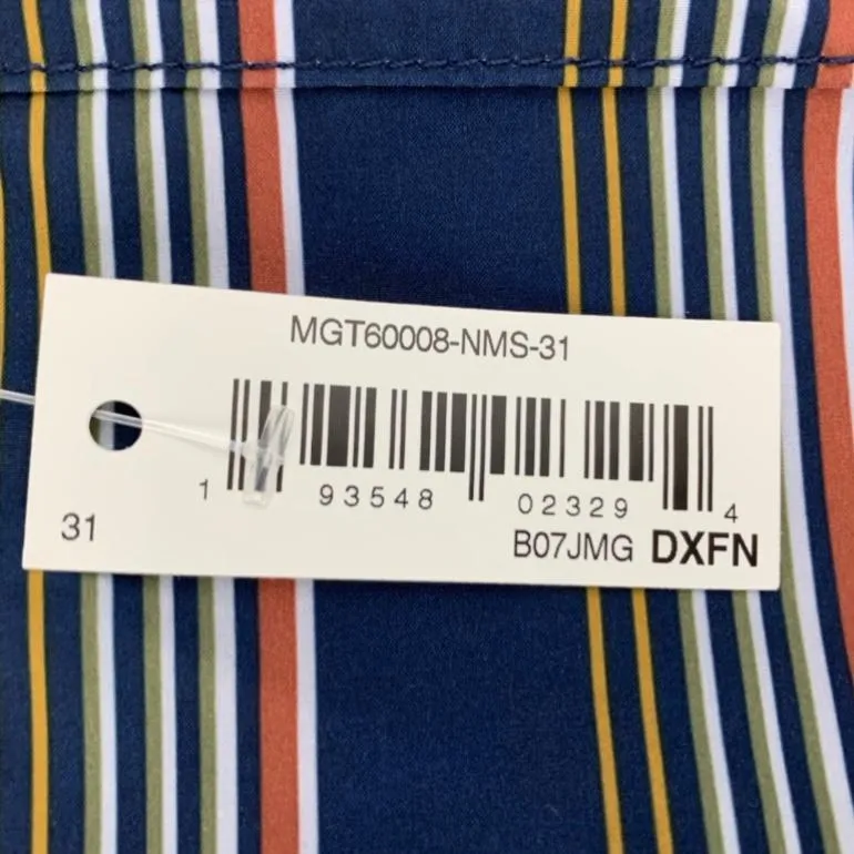 Swimwear Stripe Print Size 31 Tie Front Stretch Men's Board Shorts