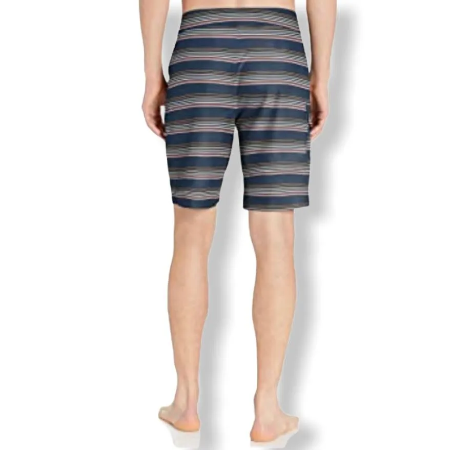 Swimwear Stripe Print Size 31 Tie Front Stretch Men's Board Shorts