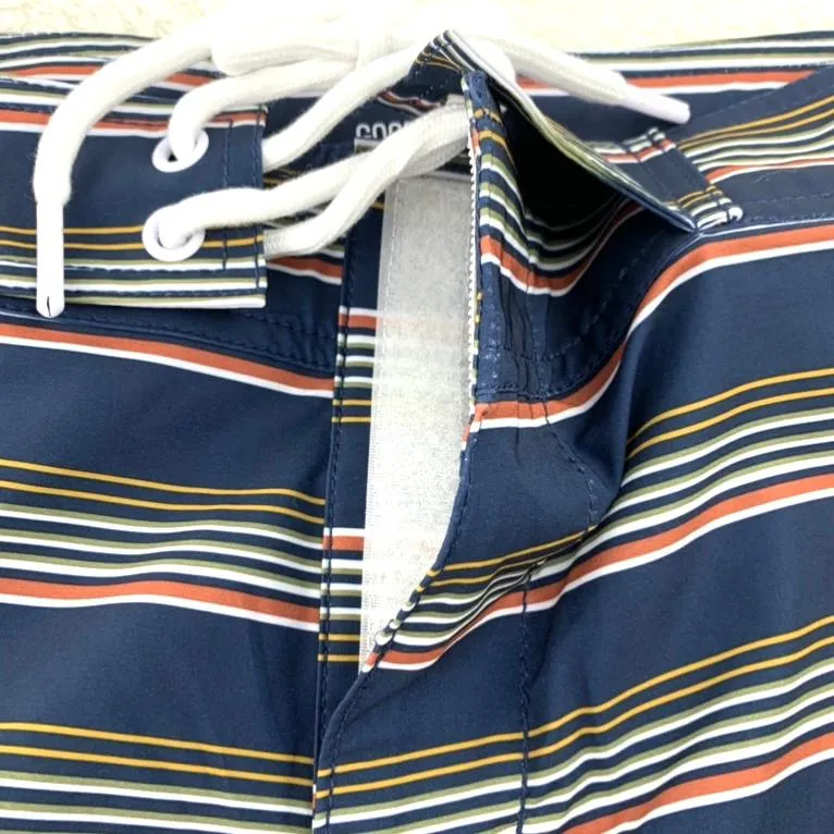 Swimwear Stripe Print Size 31 Tie Front Stretch Men's Board Shorts