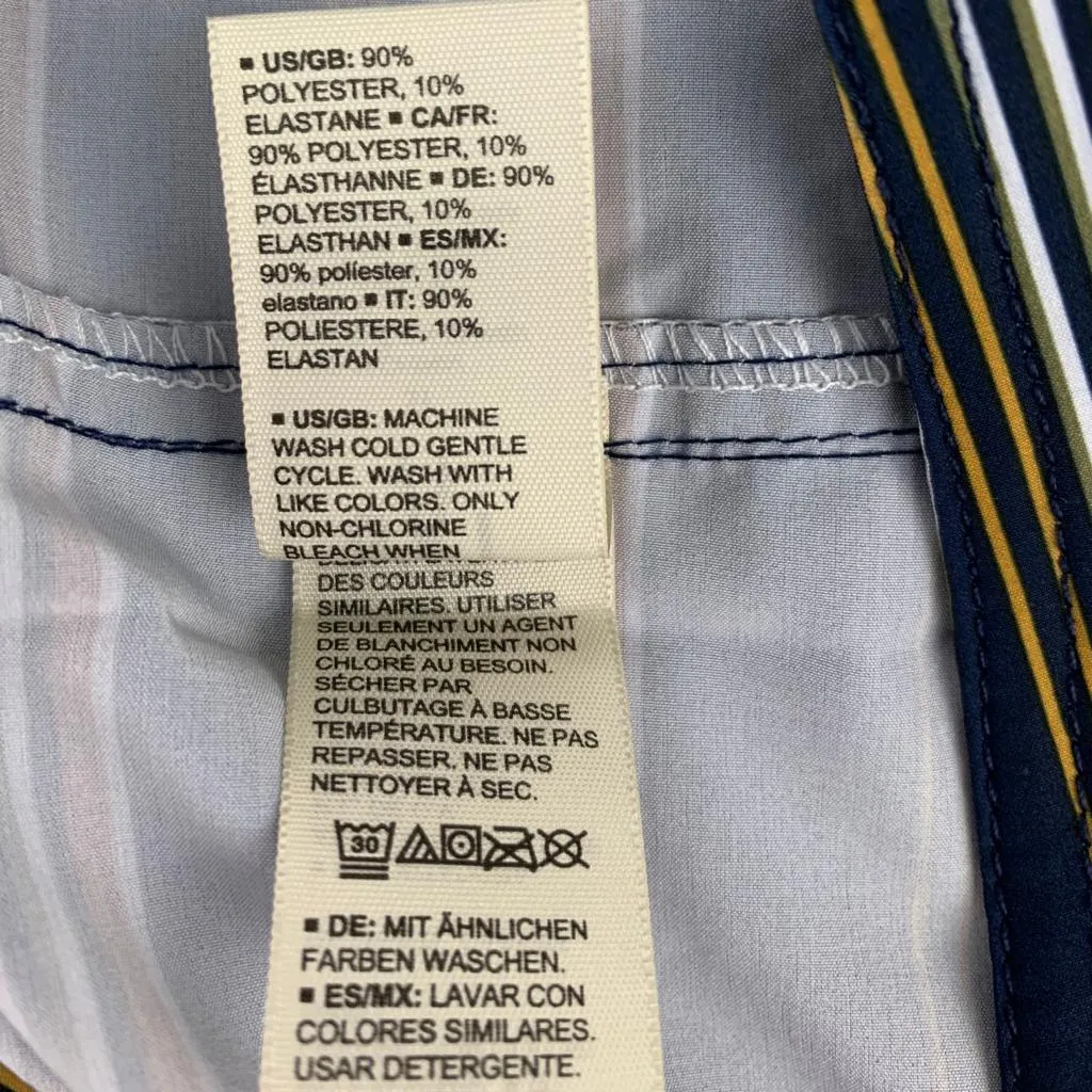 Swimwear Stripe Print Size 31 Tie Front Stretch Men's Board Shorts