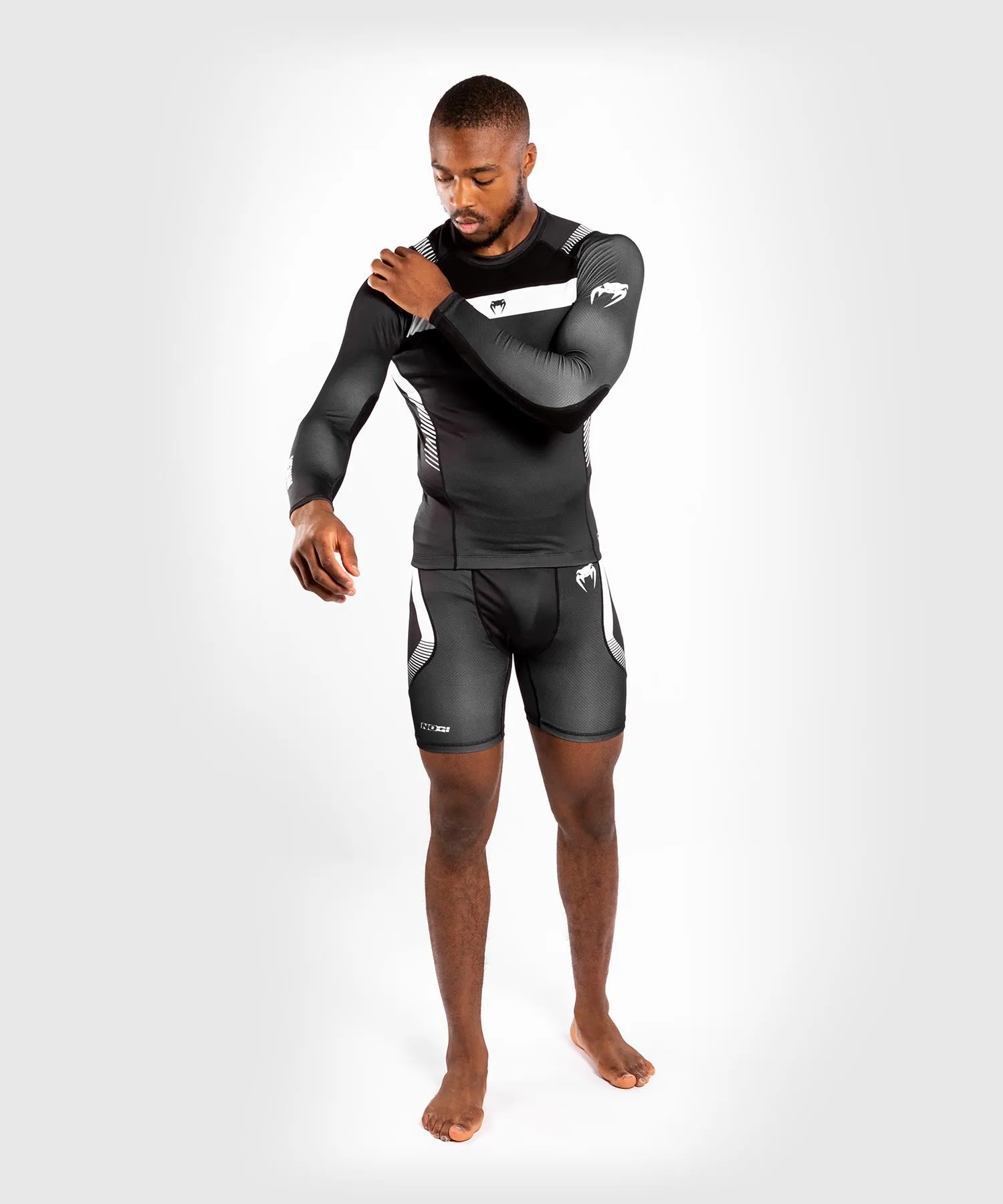 T-shirt a compressione Venum No Gi 3.0 - Maniche lunghe - Nero/Bianco