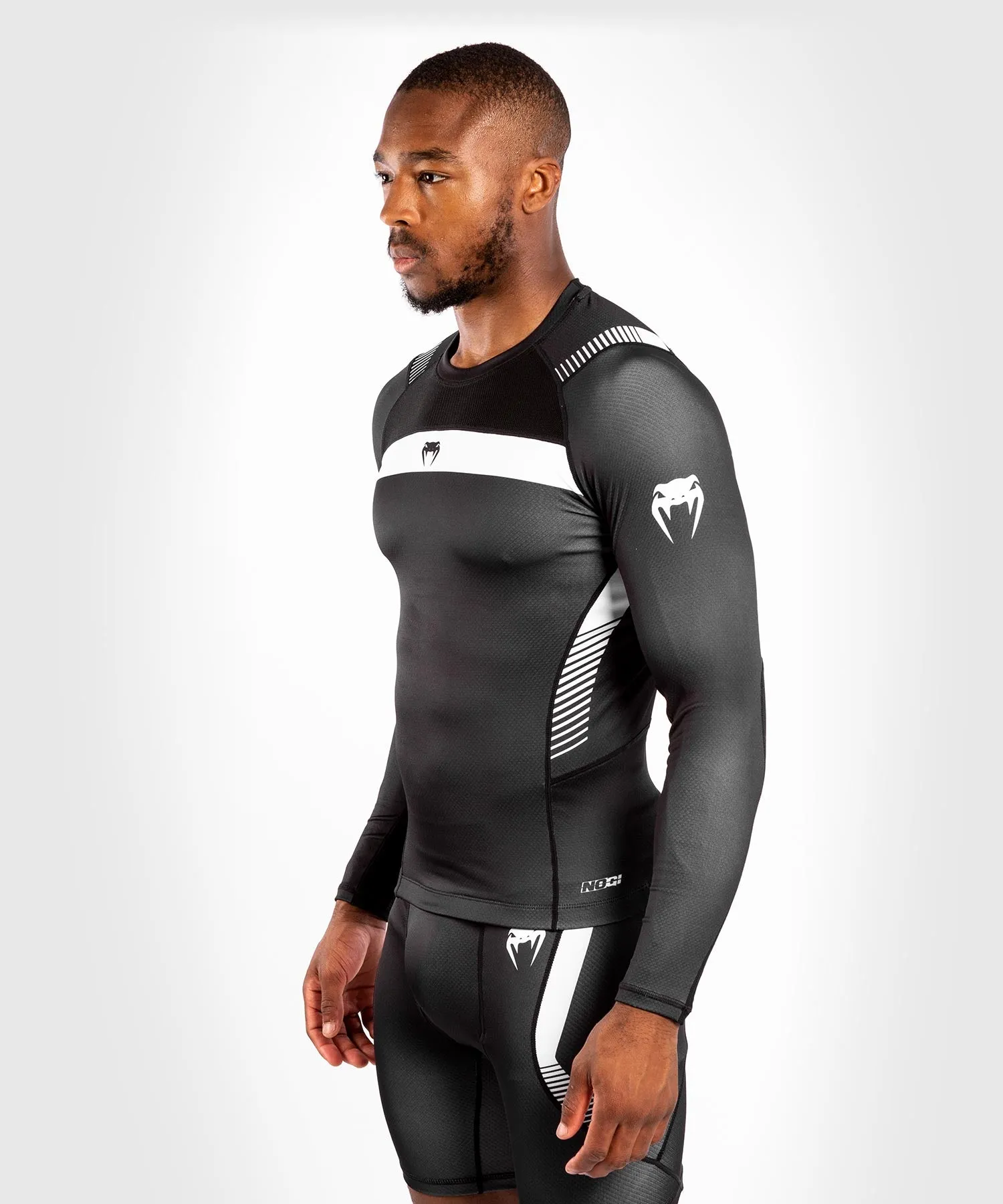 T-shirt a compressione Venum No Gi 3.0 - Maniche lunghe - Nero/Bianco