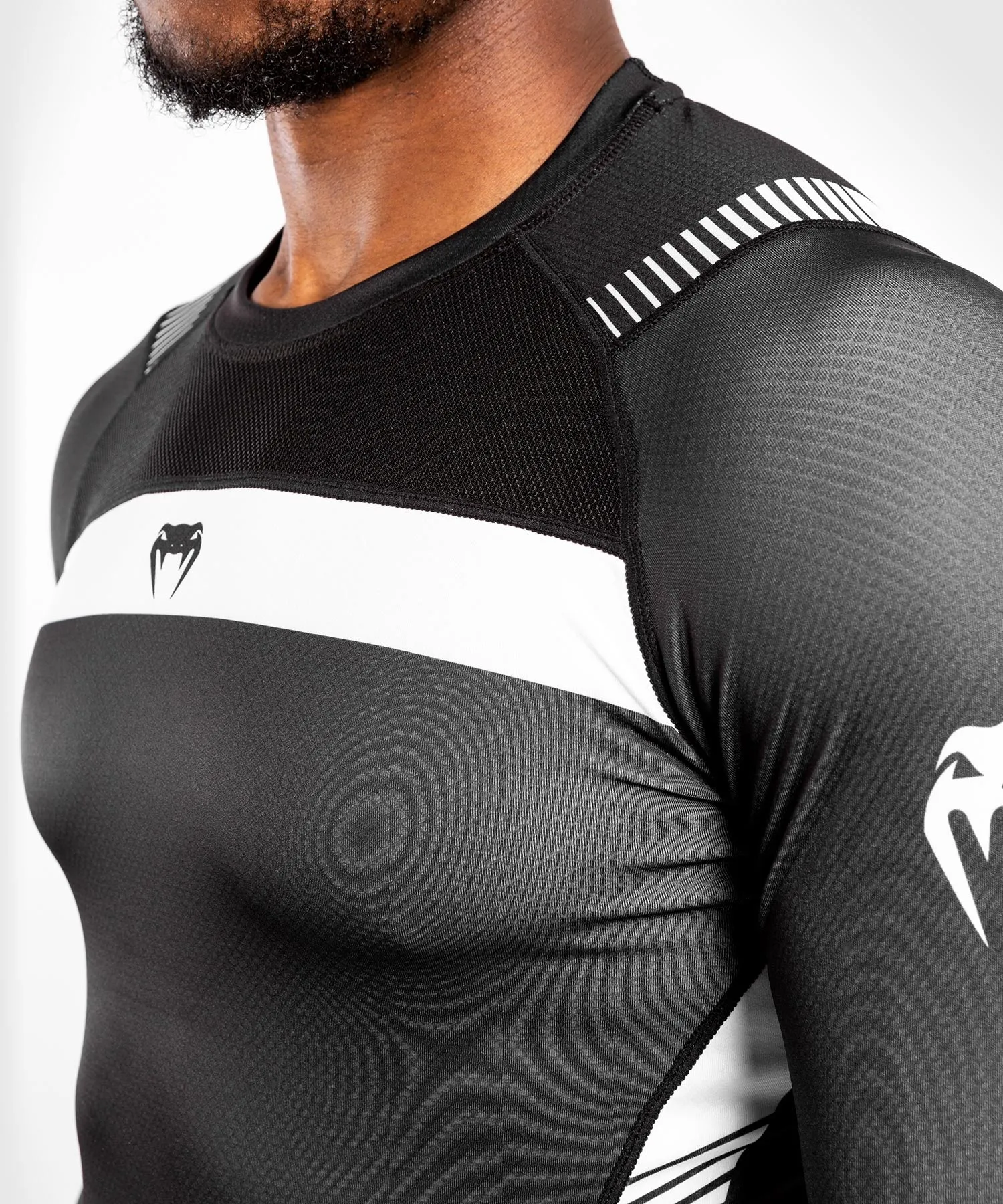 T-shirt a compressione Venum No Gi 3.0 - Maniche lunghe - Nero/Bianco