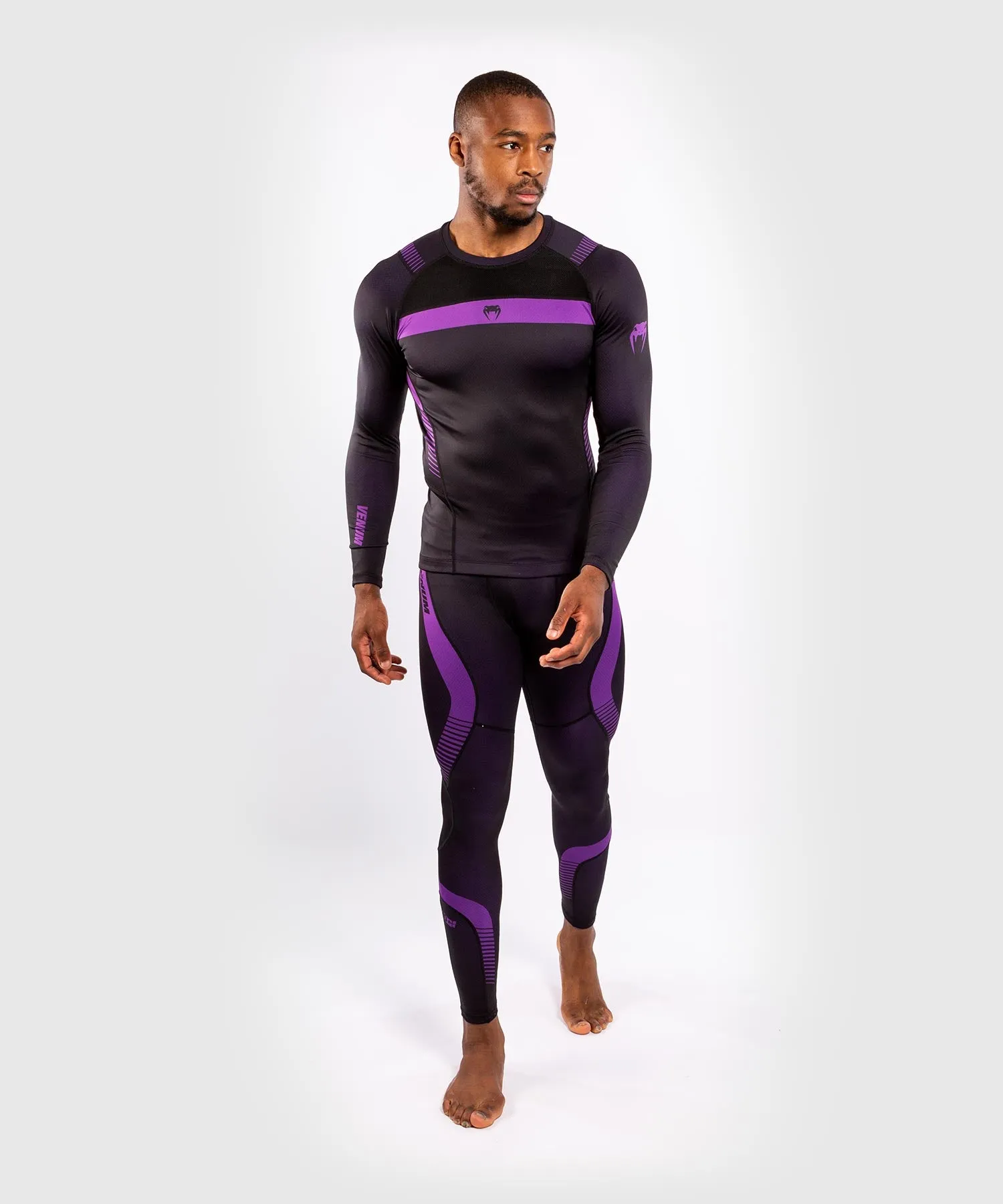 T-shirt a compressione Venum No Gi 3.0 - Maniche lunghe - Nero/Viola