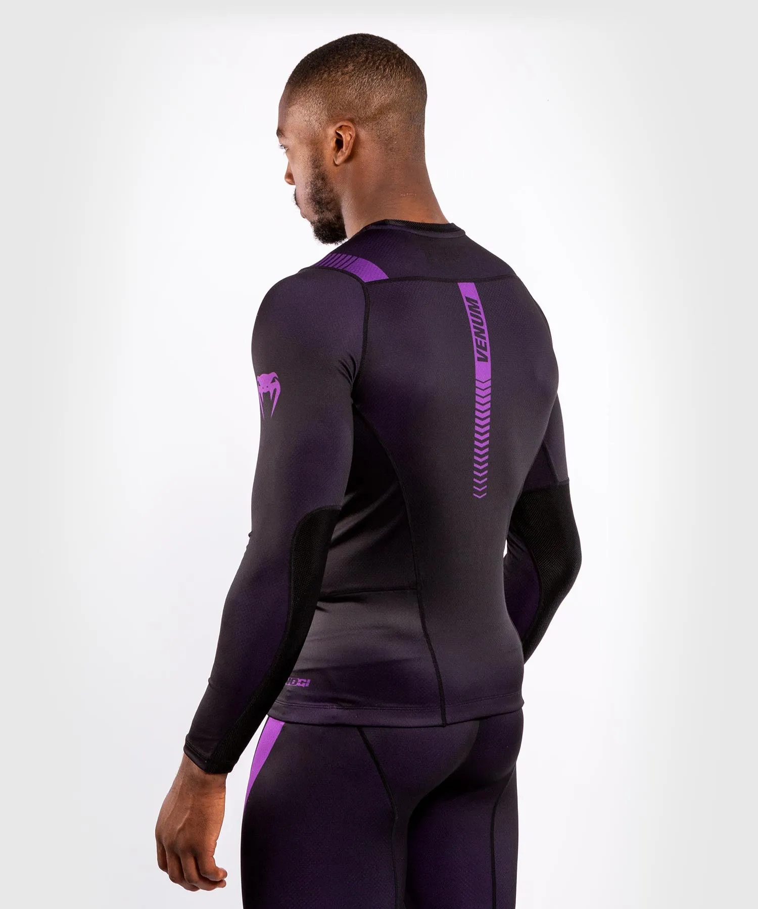 T-shirt a compressione Venum No Gi 3.0 - Maniche lunghe - Nero/Viola
