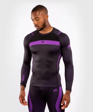T-shirt a compressione Venum No Gi 3.0 - Maniche lunghe - Nero/Viola