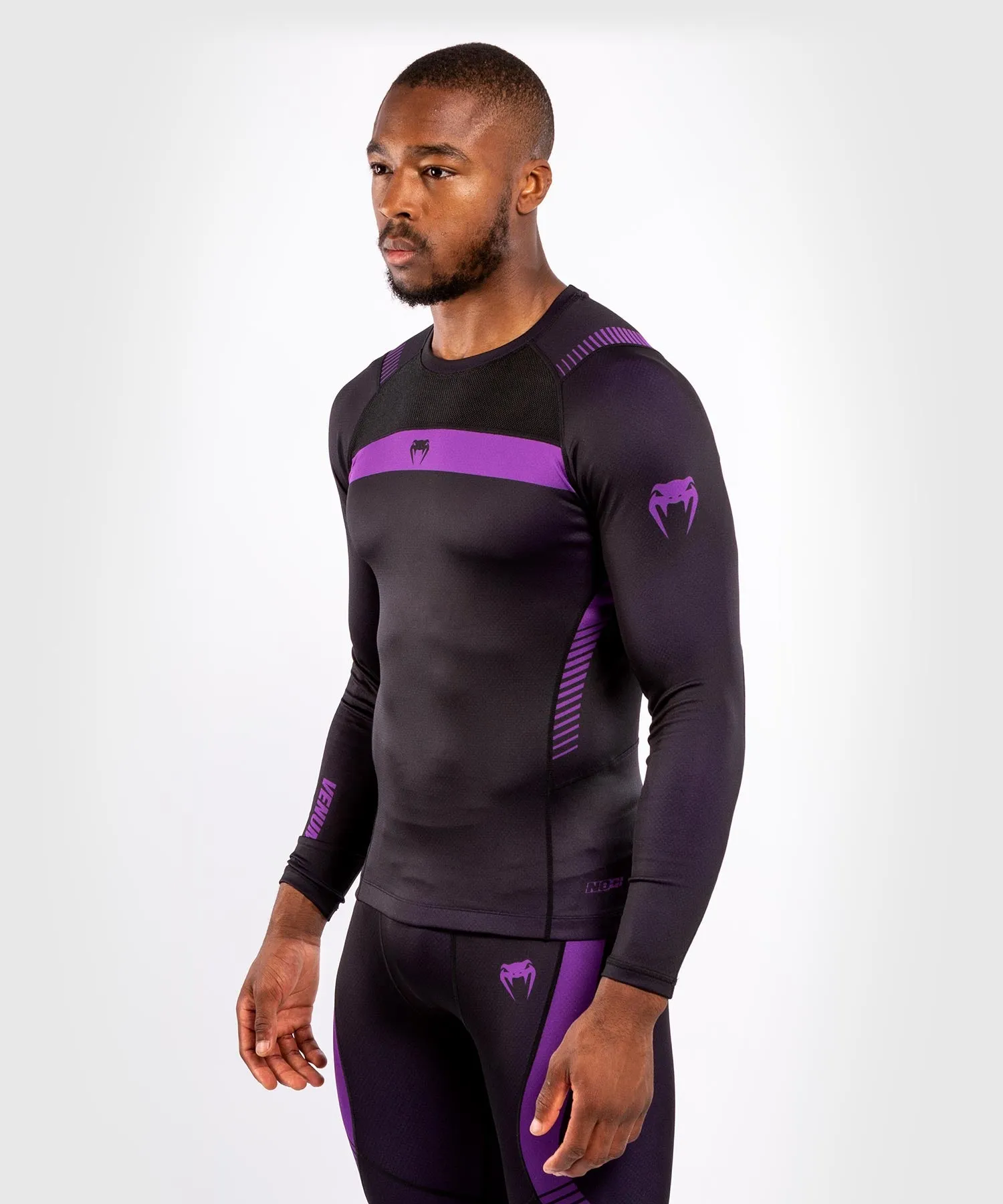 T-shirt a compressione Venum No Gi 3.0 - Maniche lunghe - Nero/Viola