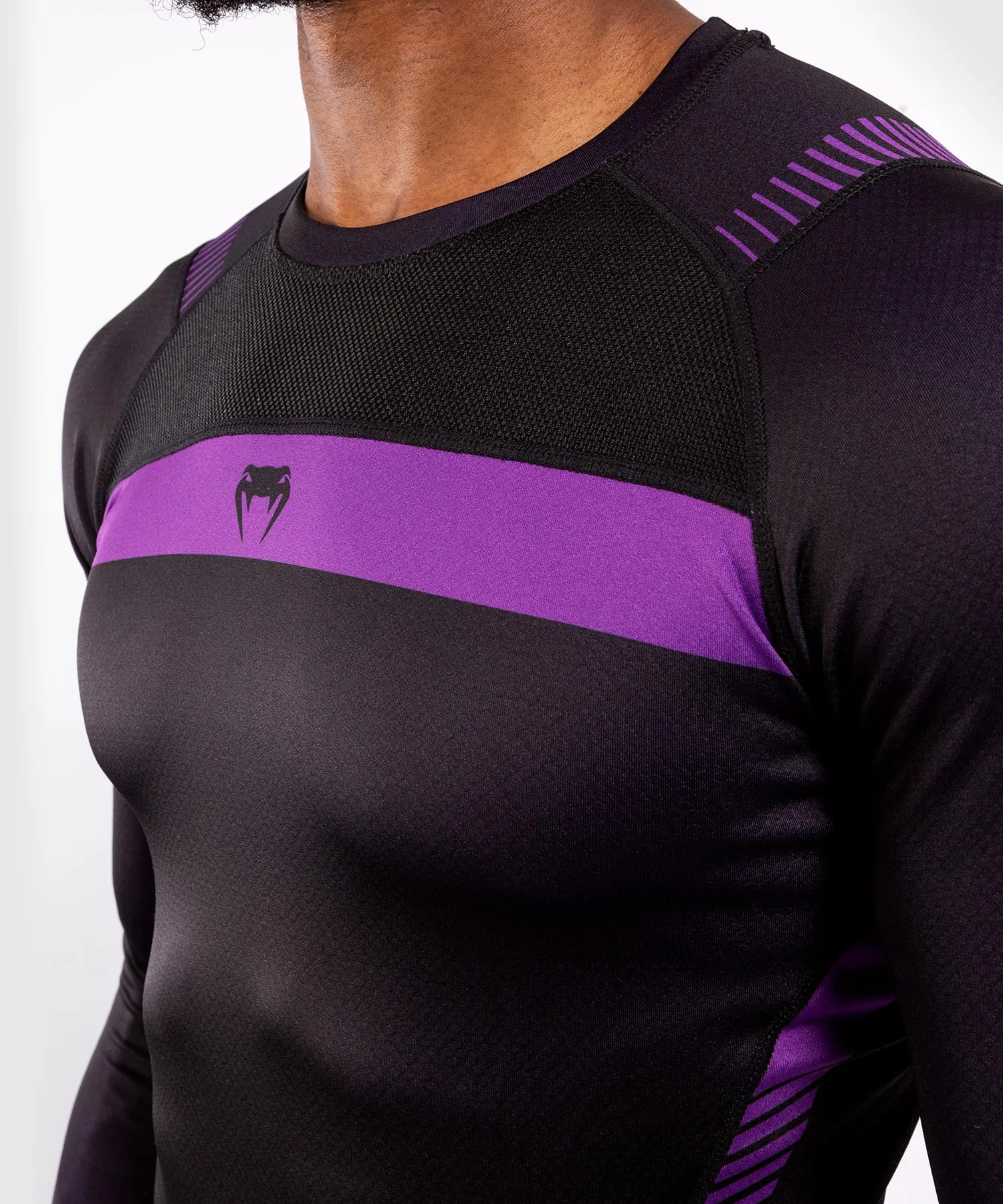 T-shirt a compressione Venum No Gi 3.0 - Maniche lunghe - Nero/Viola