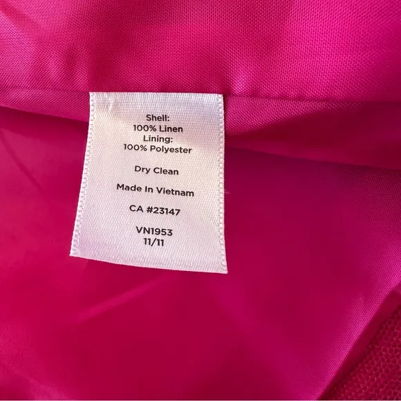 Talbots Linen Jacket Women's Size 14 Pink Jackie Fit 3-Button Lined Pockets