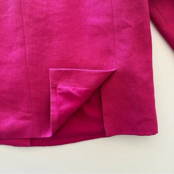 Talbots Linen Jacket Women's Size 14 Pink Jackie Fit 3-Button Lined Pockets