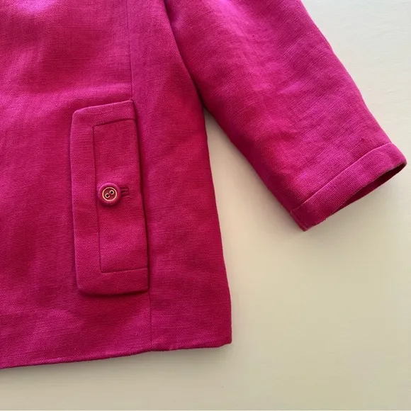 Talbots Linen Jacket Women's Size 14 Pink Jackie Fit 3-Button Lined Pockets