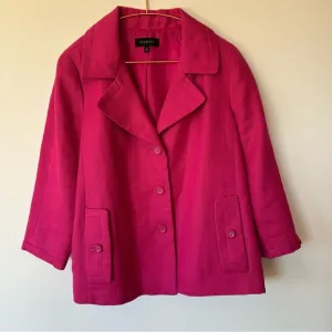 Talbots Linen Jacket Women's Size 14 Pink Jackie Fit 3-Button Lined Pockets