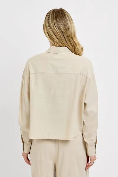 Tan Button Down Long Sleeve Shirt