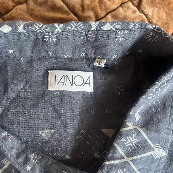 TANOA HAWAIIAN LINEN BUTTON UP MIDI DRESS 3XL