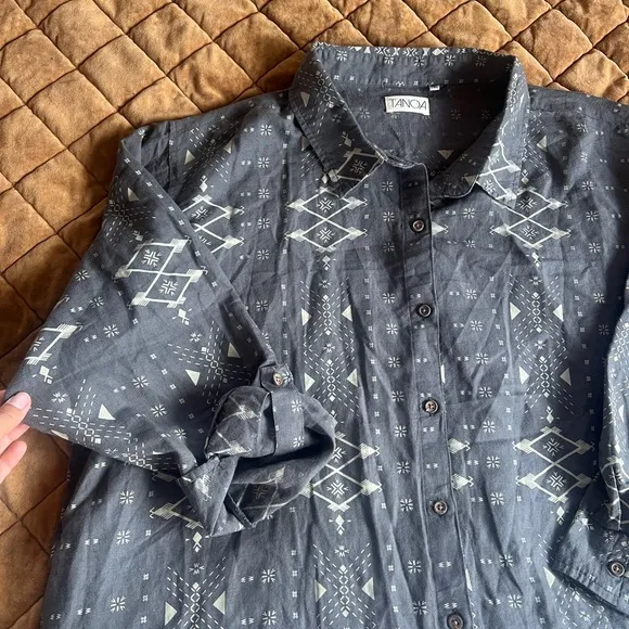 TANOA HAWAIIAN LINEN BUTTON UP MIDI DRESS 3XL