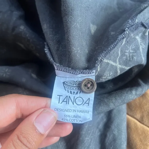 TANOA HAWAIIAN LINEN BUTTON UP MIDI DRESS 3XL