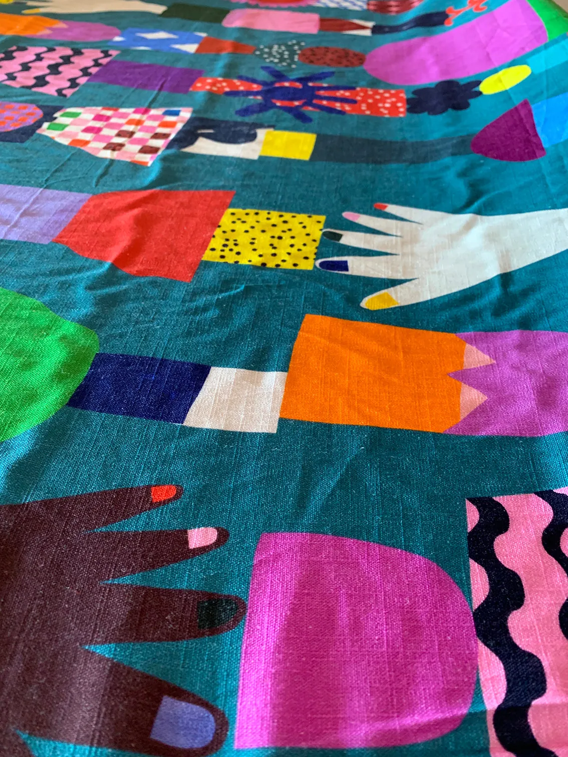 Teal Kinship organic linen (CUT PIECE 1.2M $7)