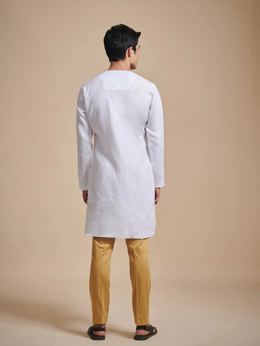 The Irregular Embroidery Round Neck Kurta