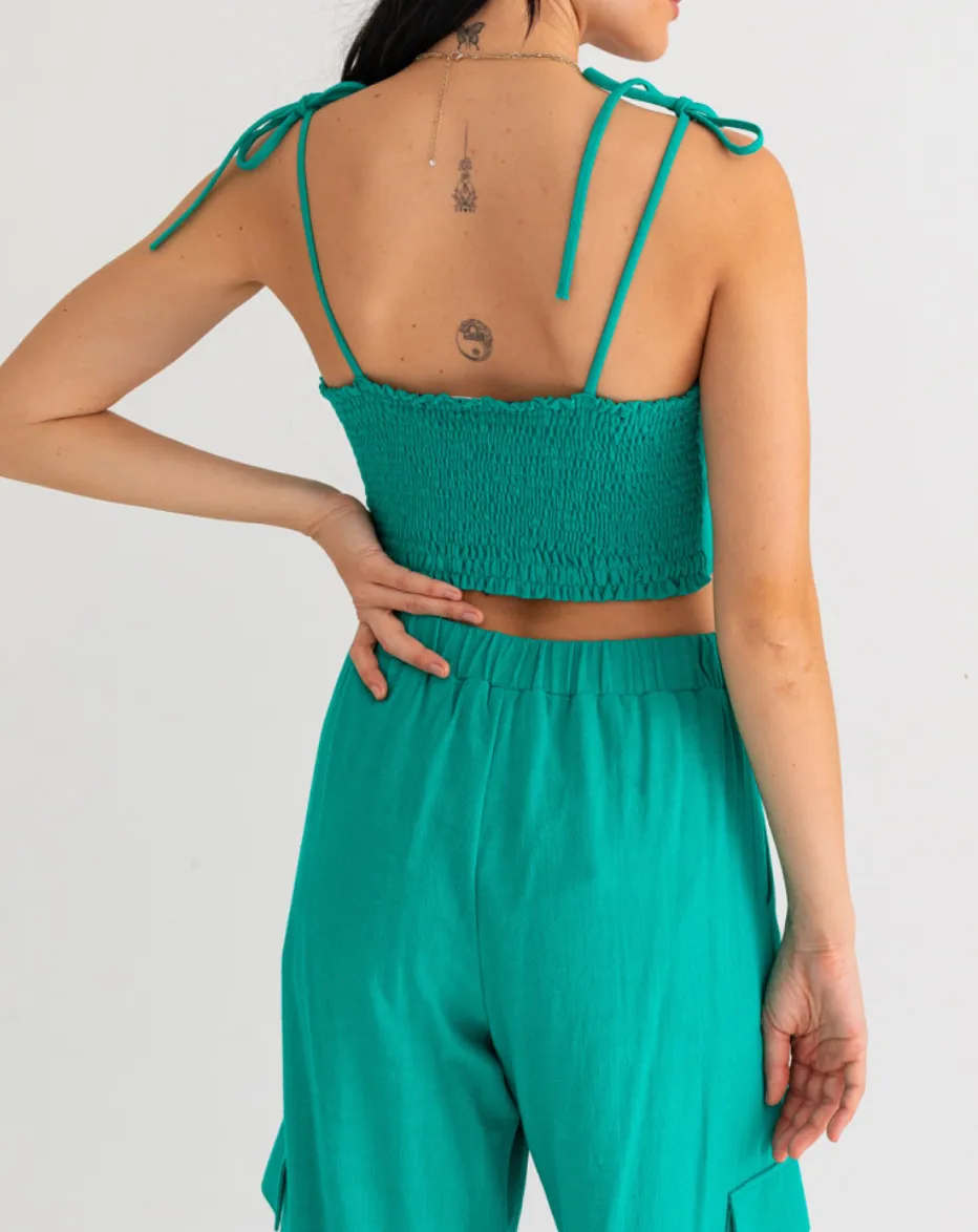 Tie Strap Scrunch Back Crop Top