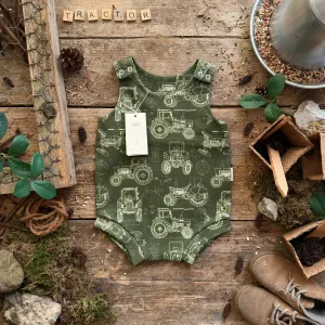 Tractor Blueprint Bloomer Romper | Ready To Post