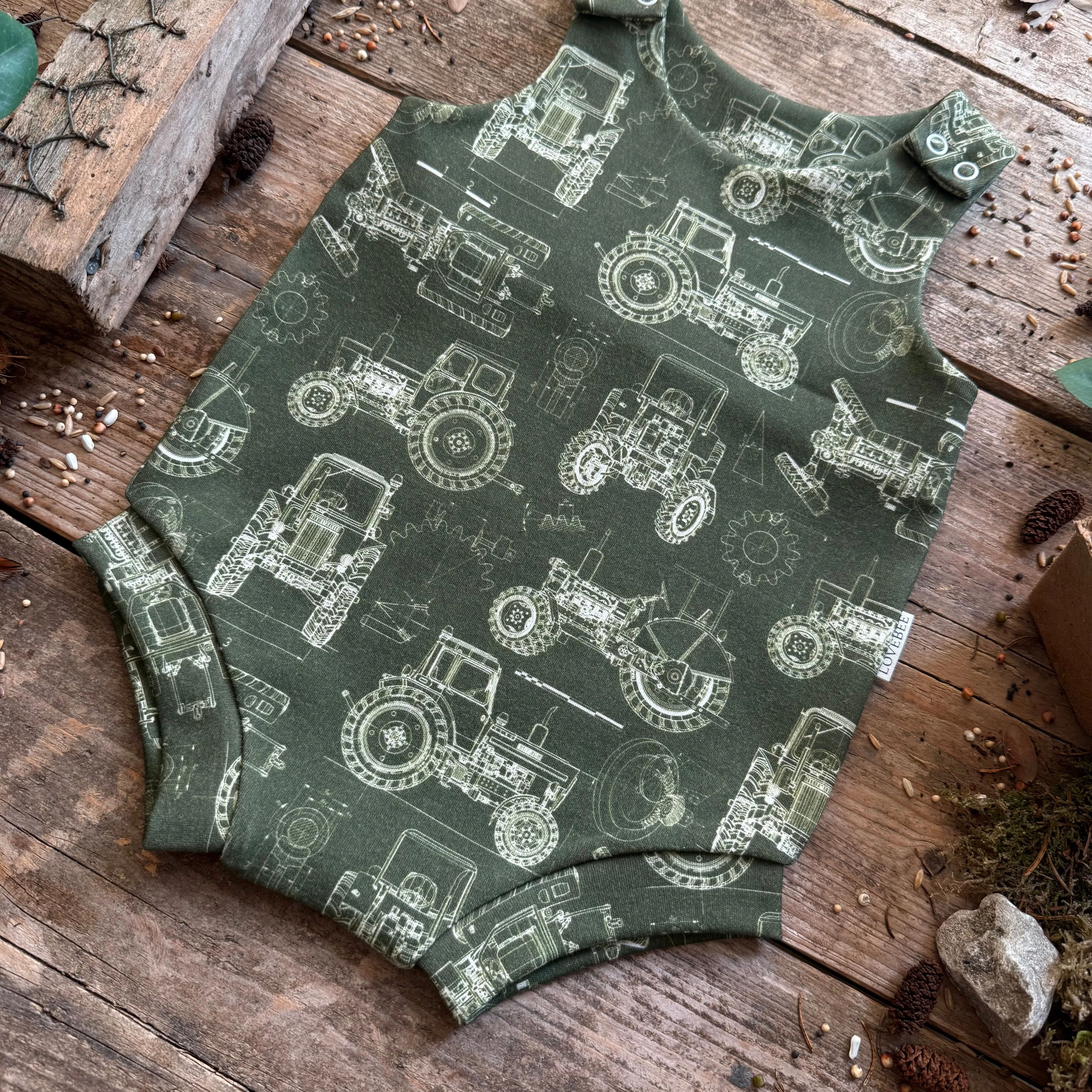 Tractor Blueprint Bloomer Romper | Ready To Post