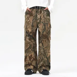 Tree Branch Print Camouflage Cargo Pants