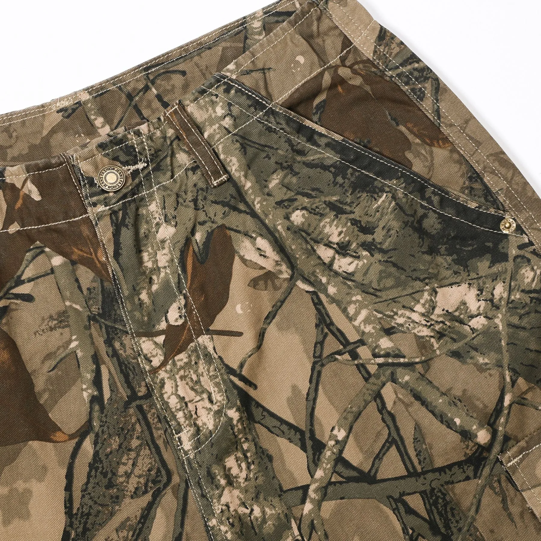 Tree Branch Print Camouflage Cargo Pants