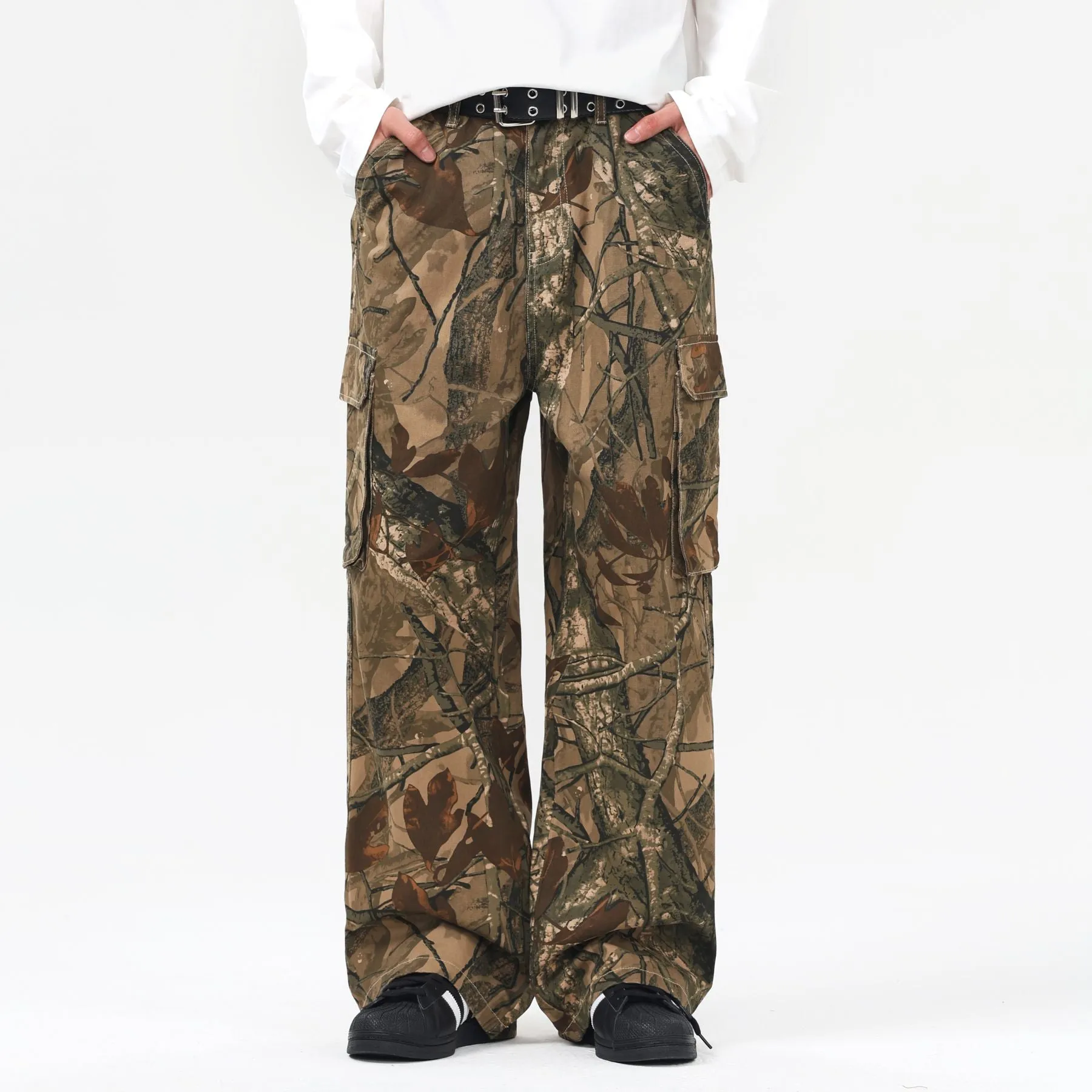 Tree Branch Print Camouflage Cargo Pants