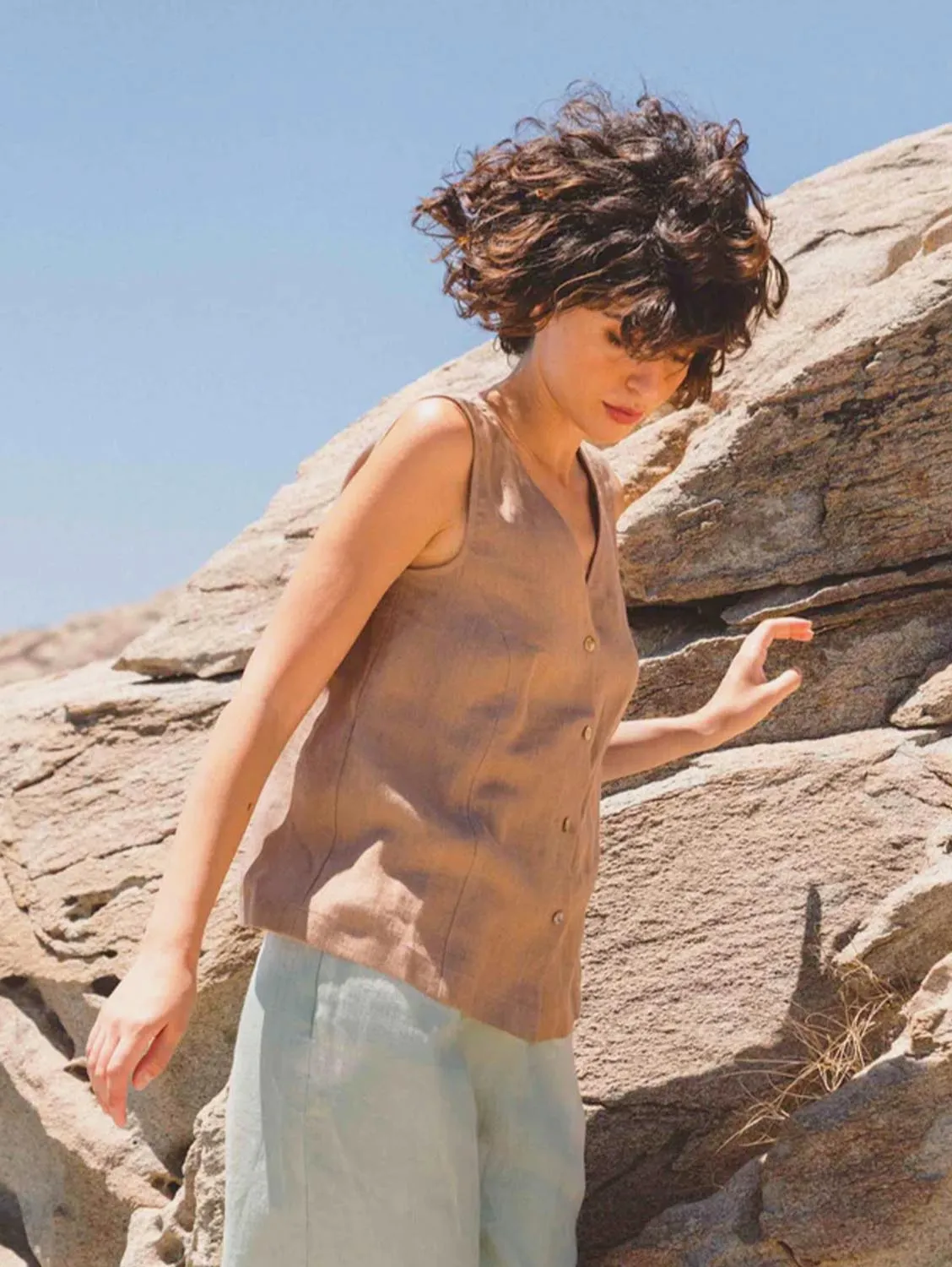 Tunis Linen Button Top | Multiple Colours