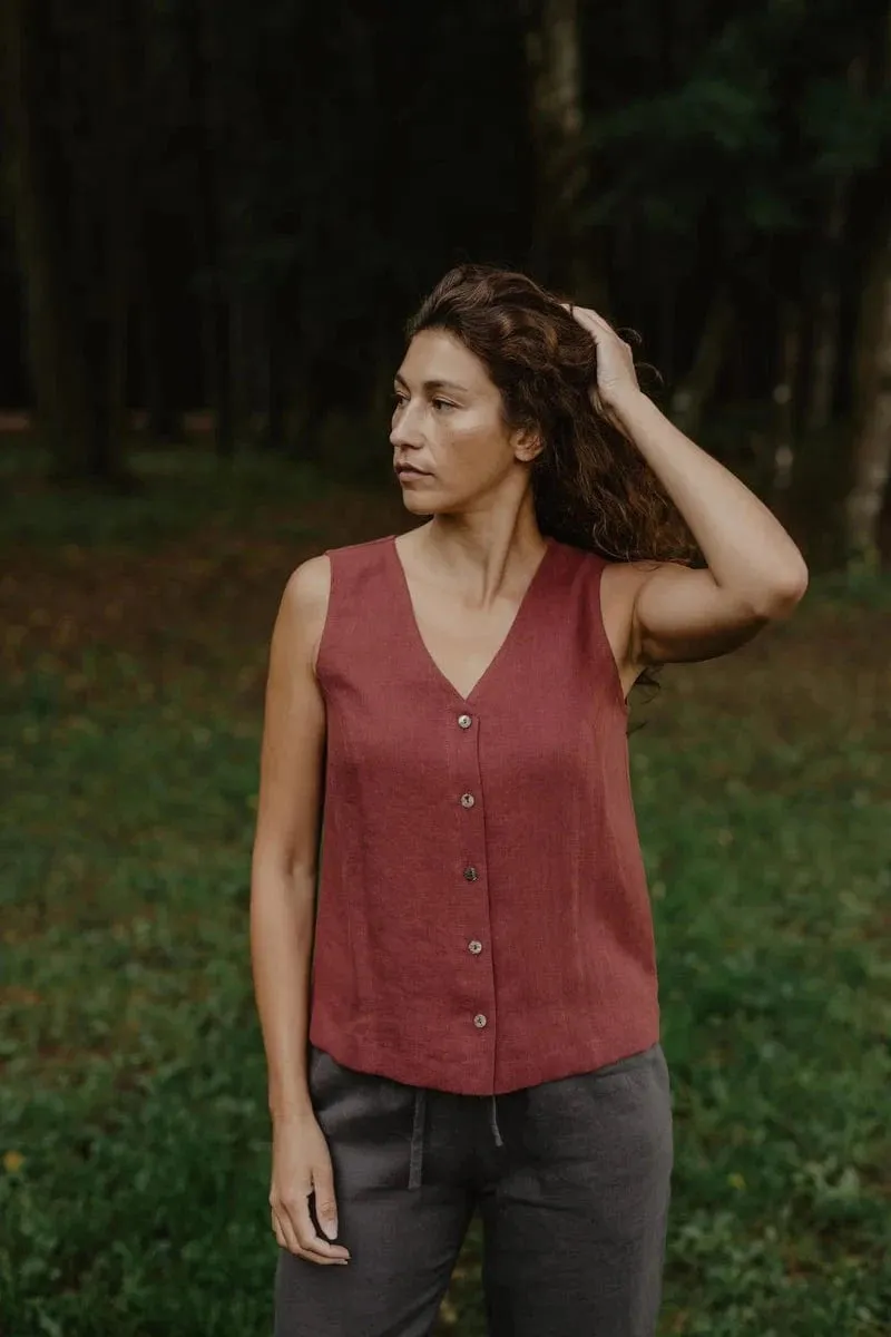 Tunis Linen Button Top | Multiple Colours