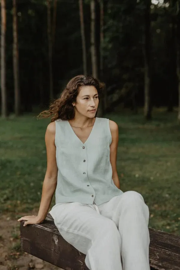 Tunis Linen Button Top | Multiple Colours