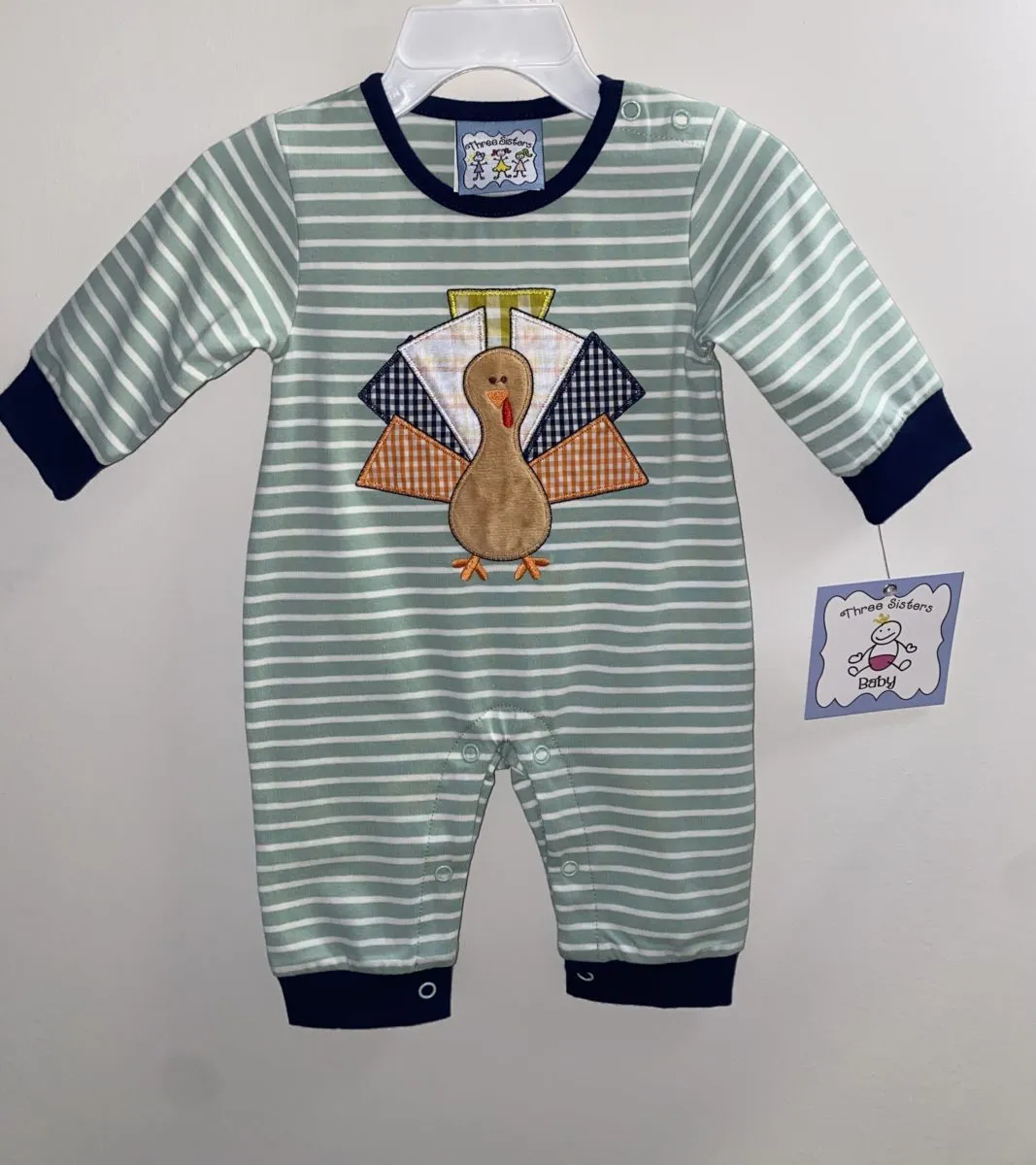 Turkey Applique Boys Romper
