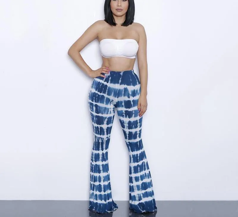 two piece gradient print flare pants women jumpsuit Off shoulder casual jumpsuit romper Plus size sexy jumpsuit