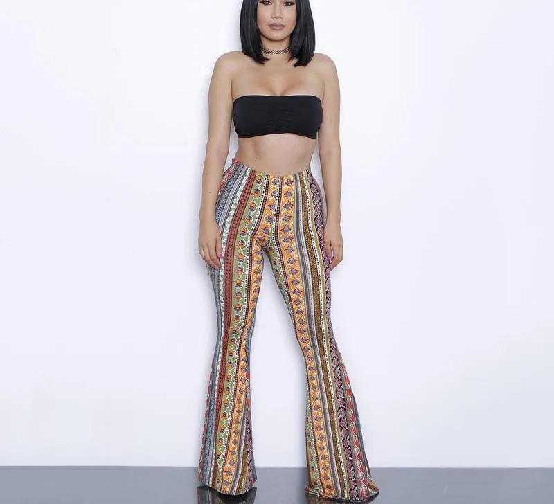 two piece gradient print flare pants women jumpsuit Off shoulder casual jumpsuit romper Plus size sexy jumpsuit