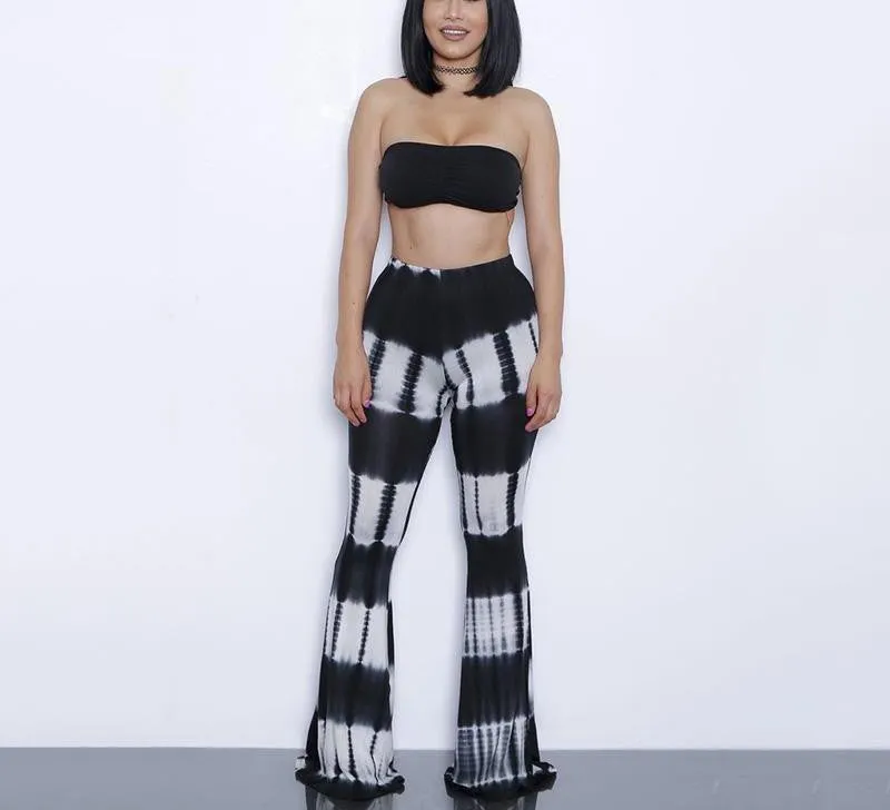 two piece gradient print flare pants women jumpsuit Off shoulder casual jumpsuit romper Plus size sexy jumpsuit