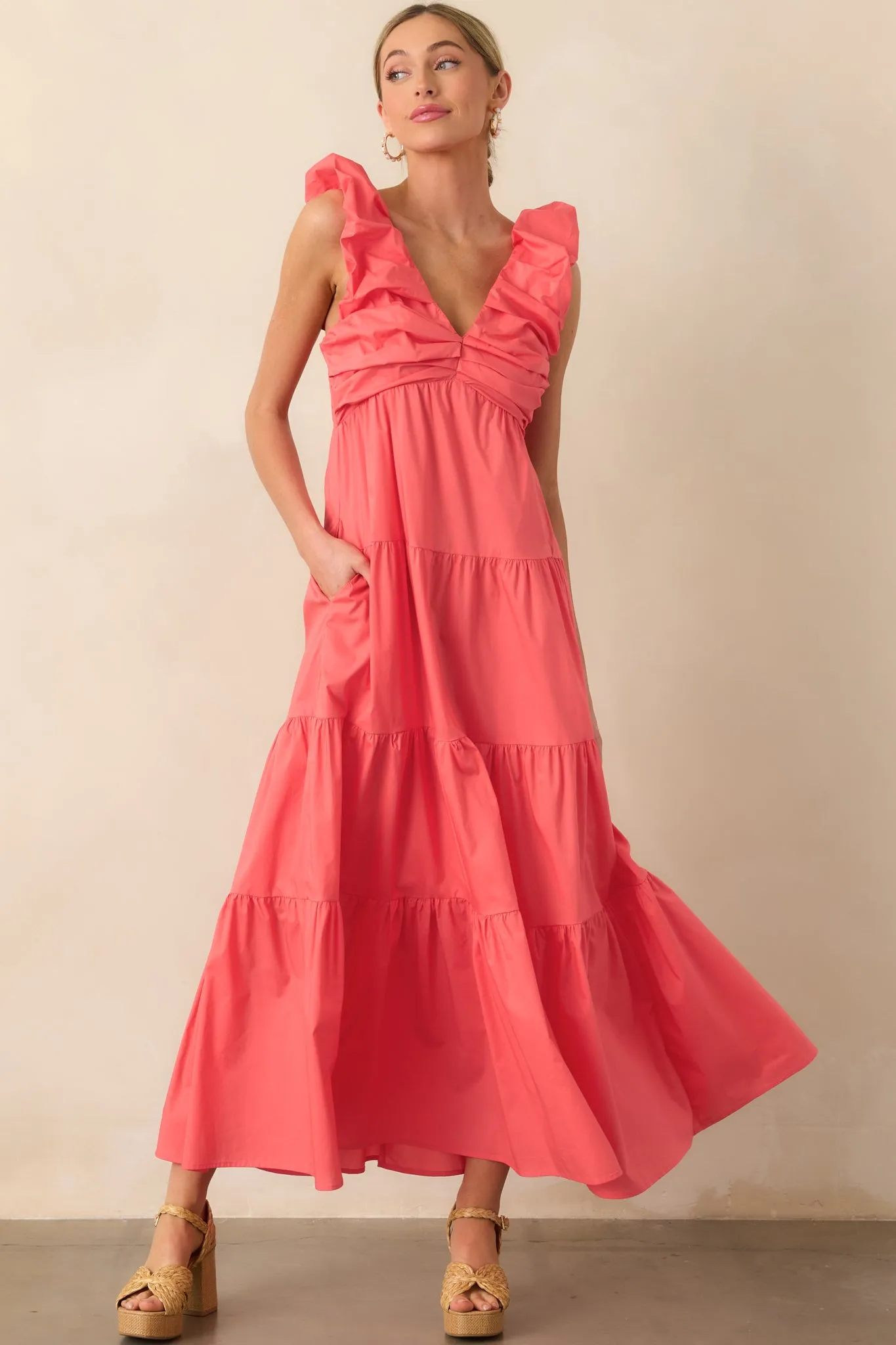 Unapologetically Me Pink Coral Cotton Maxi Dress