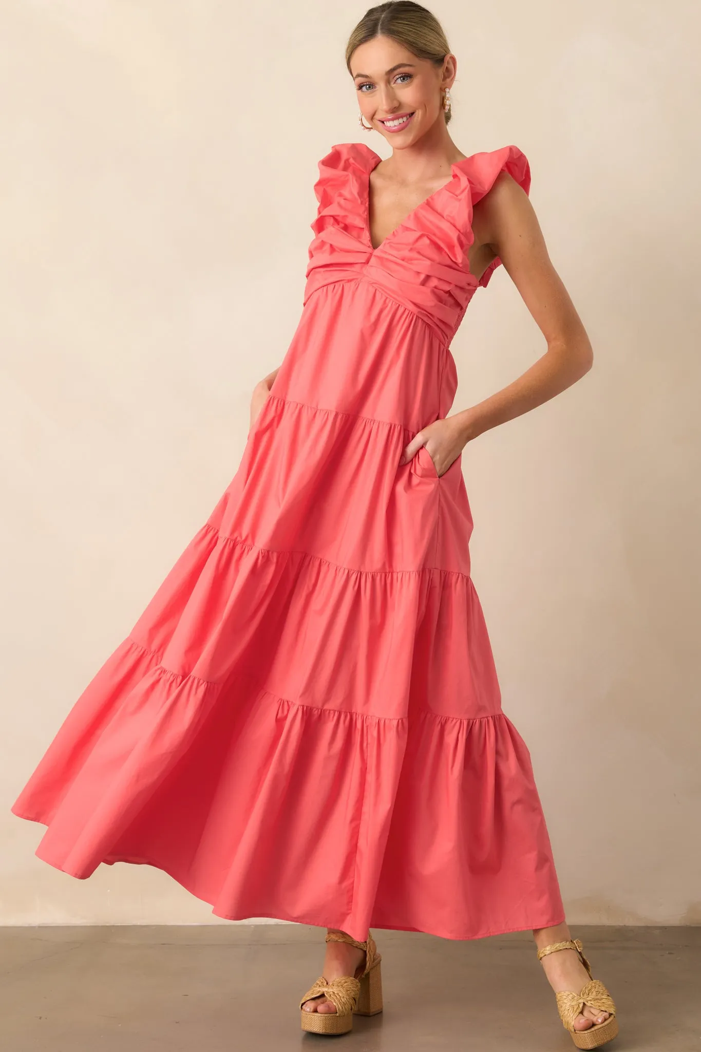 Unapologetically Me Pink Coral Cotton Maxi Dress