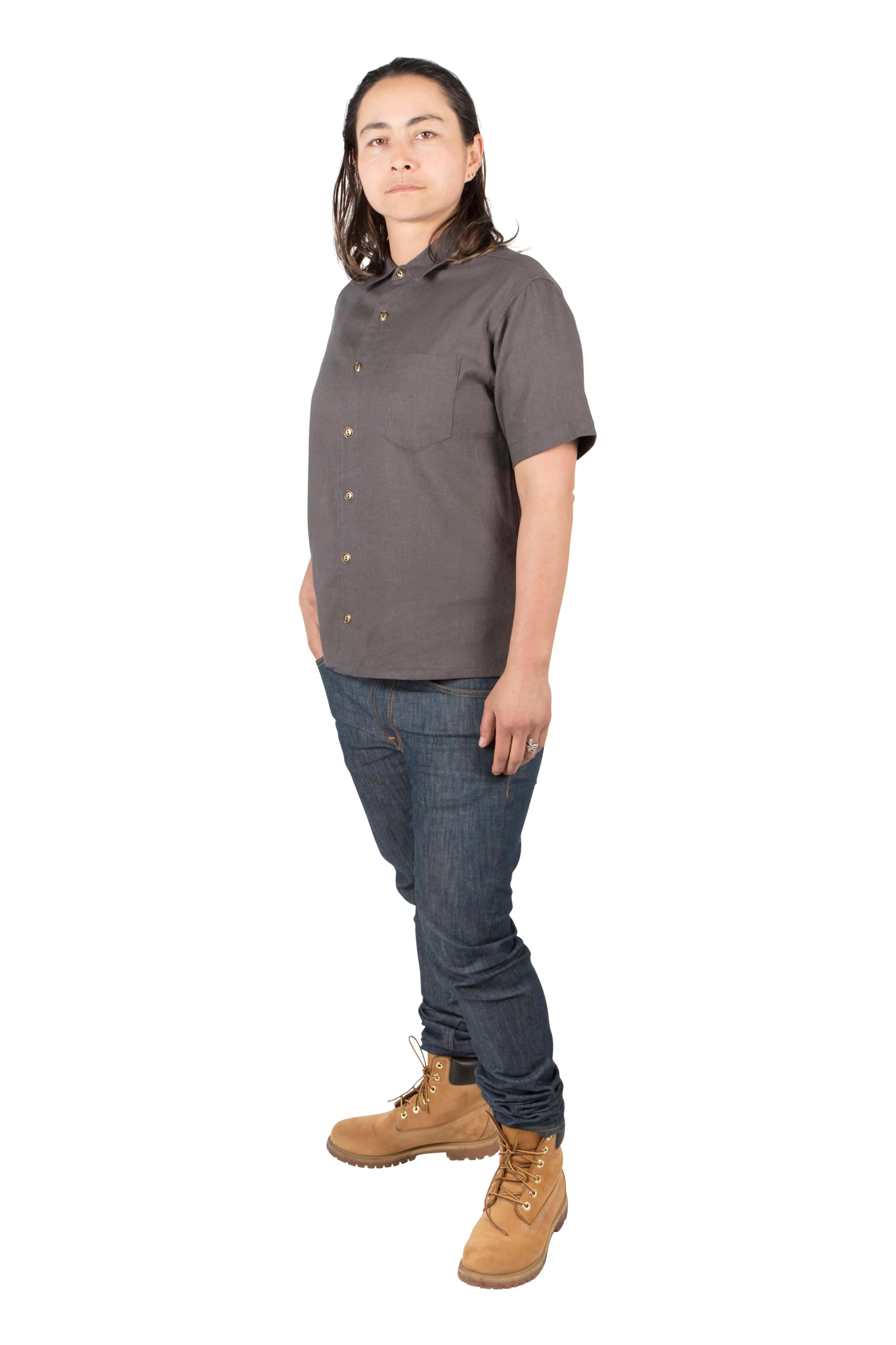 Unisex Button Up in Ash Linen