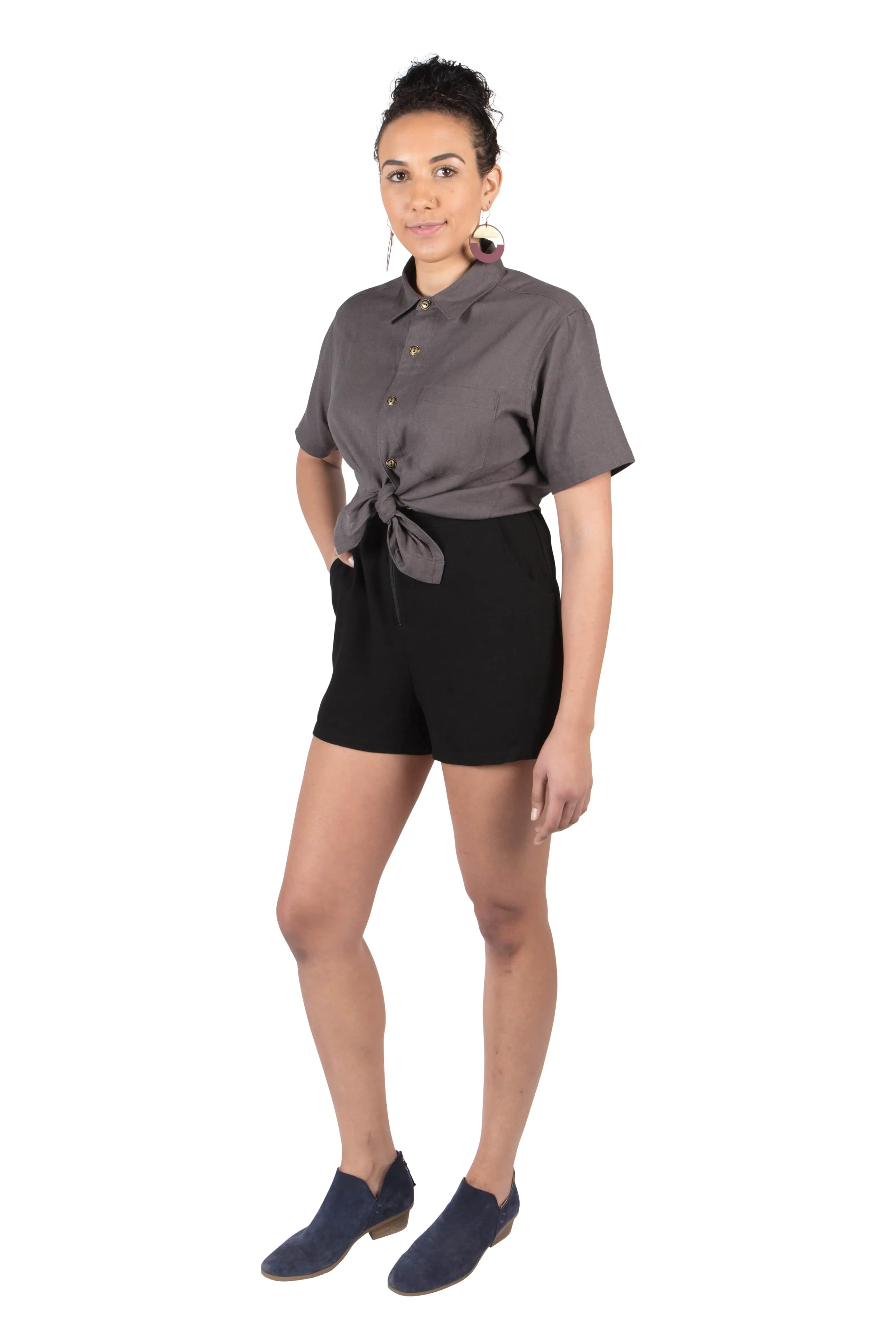 Unisex Button Up in Ash Linen