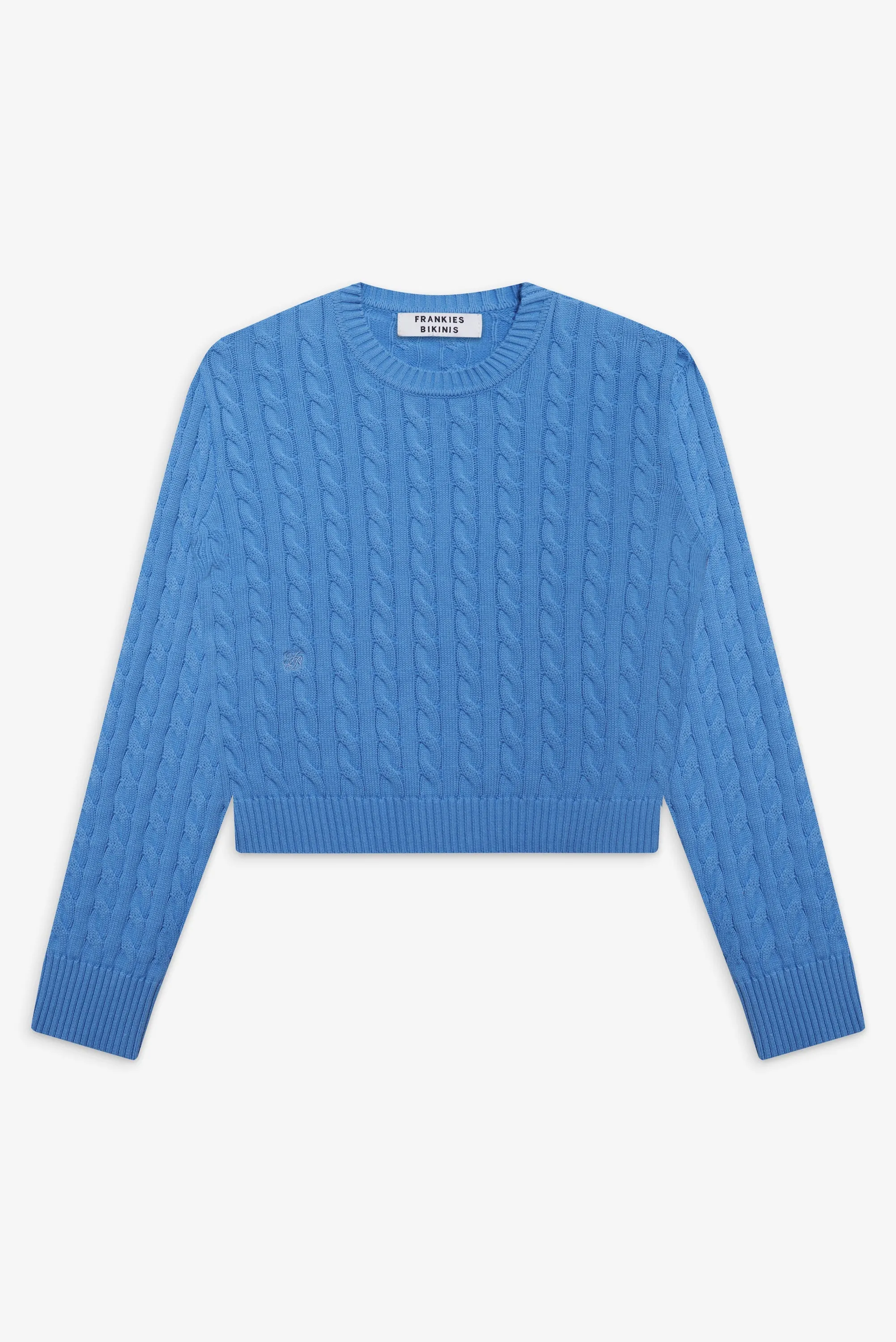 Varsity Cable Knit Sweater - Blue Moon
