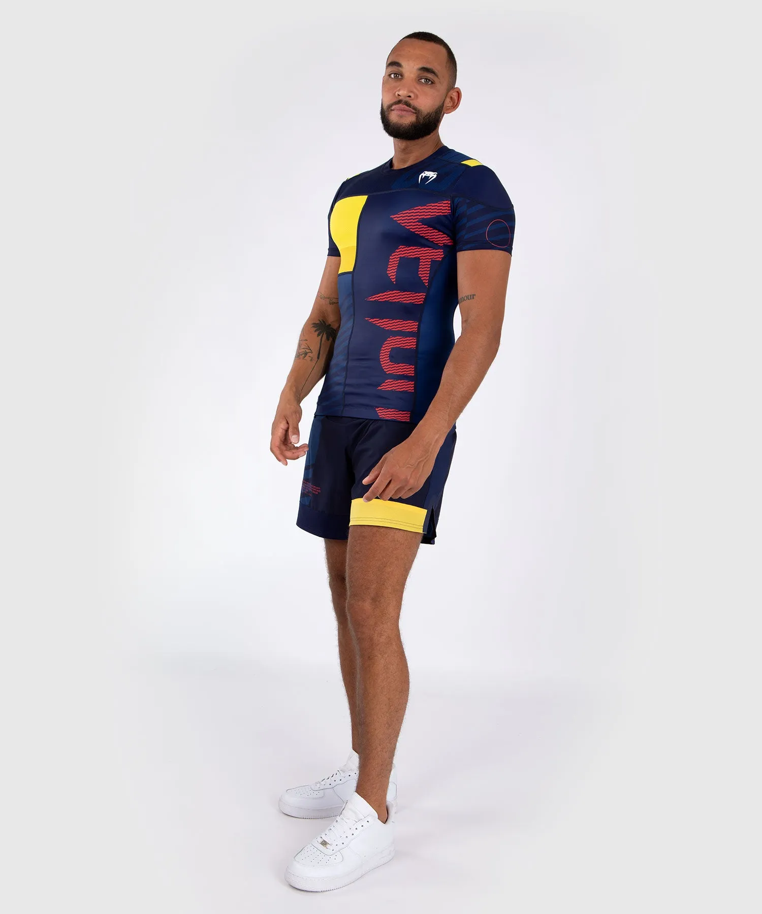 Venum Sport 05 Maglietta a Compressione a Maniche Corte - Blu/Giallo