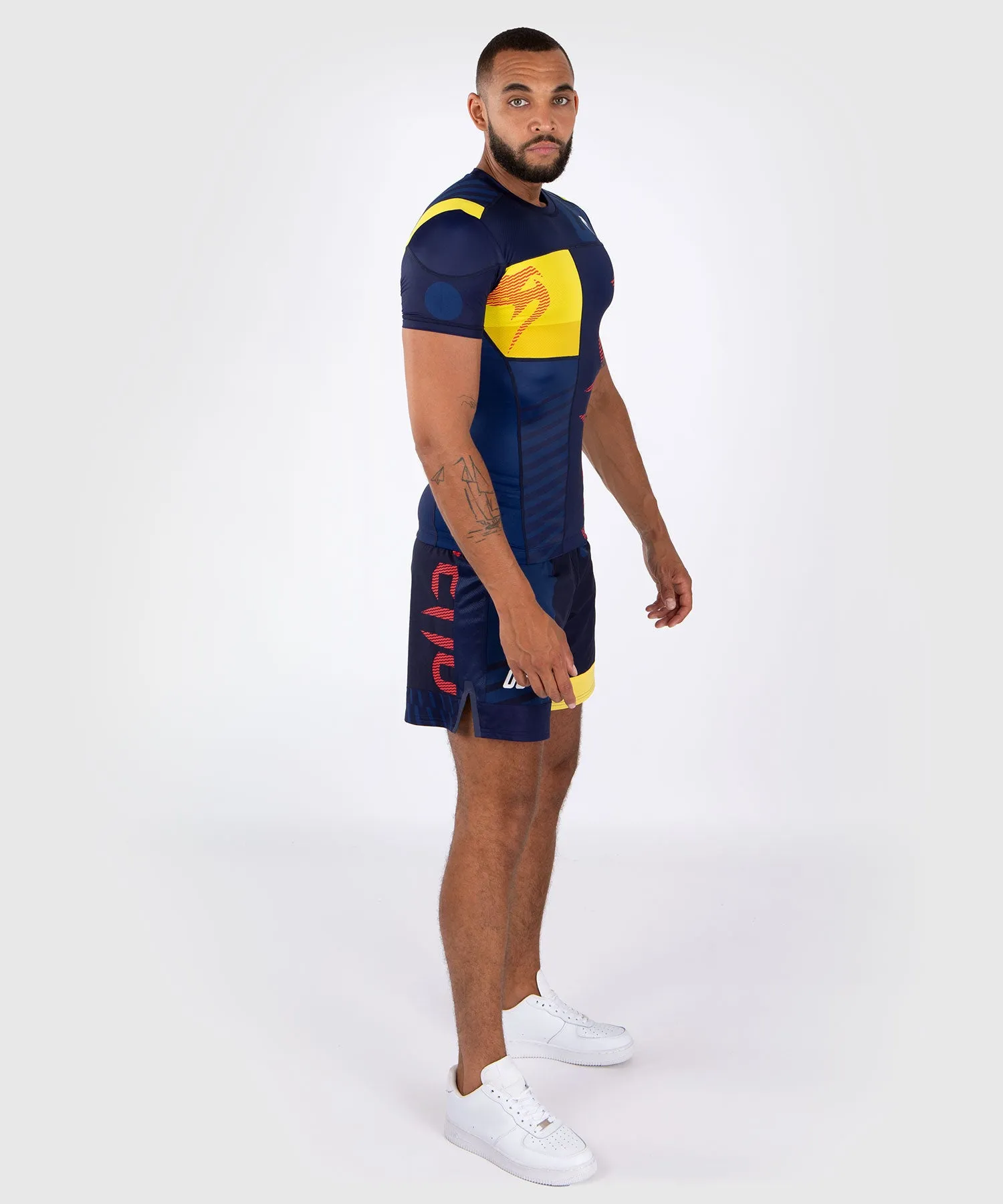 Venum Sport 05 Maglietta a Compressione a Maniche Corte - Blu/Giallo