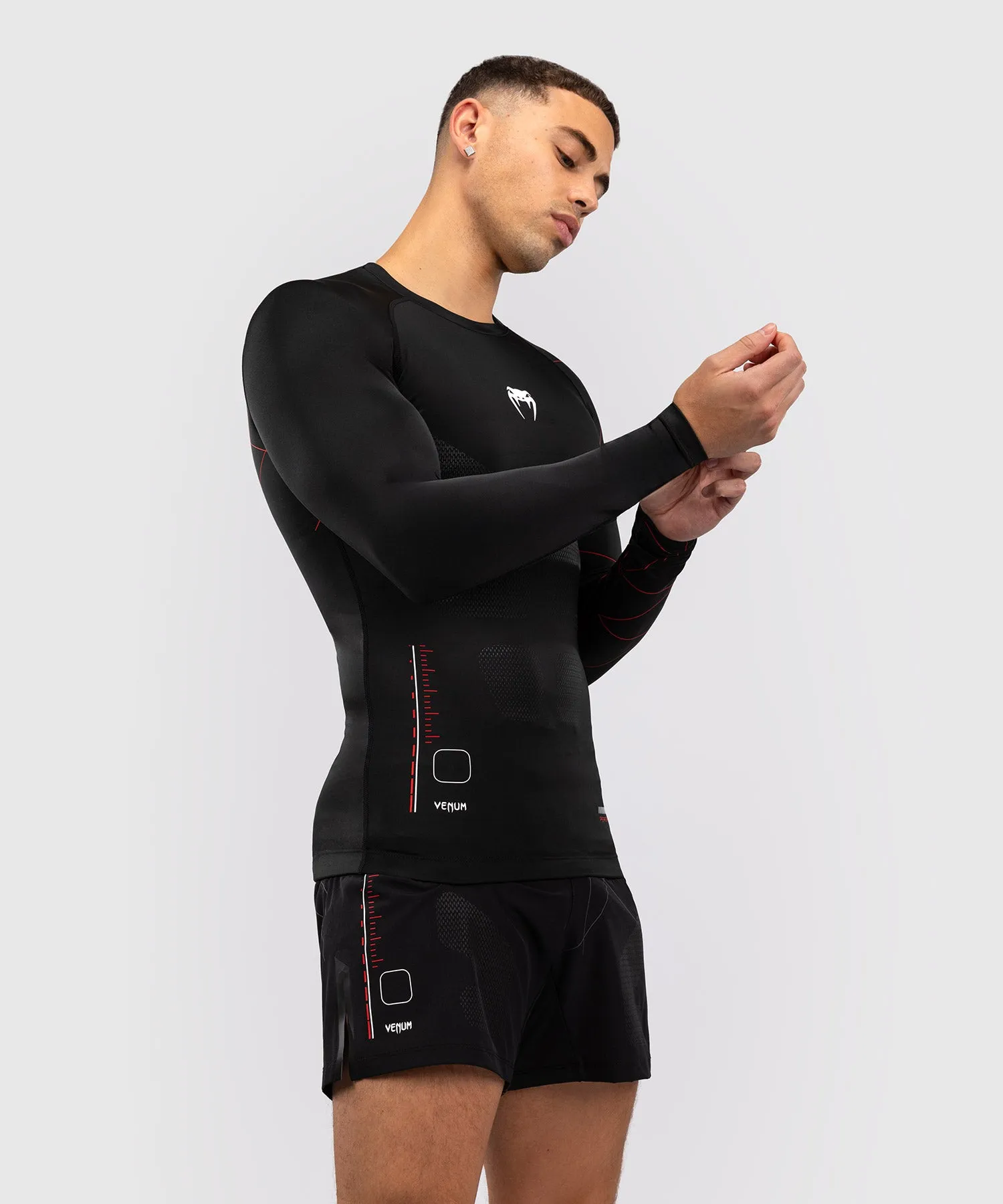 Venum Tactical XT Heren-Rashguard met lange mouwen - Zwart/Vuurrood