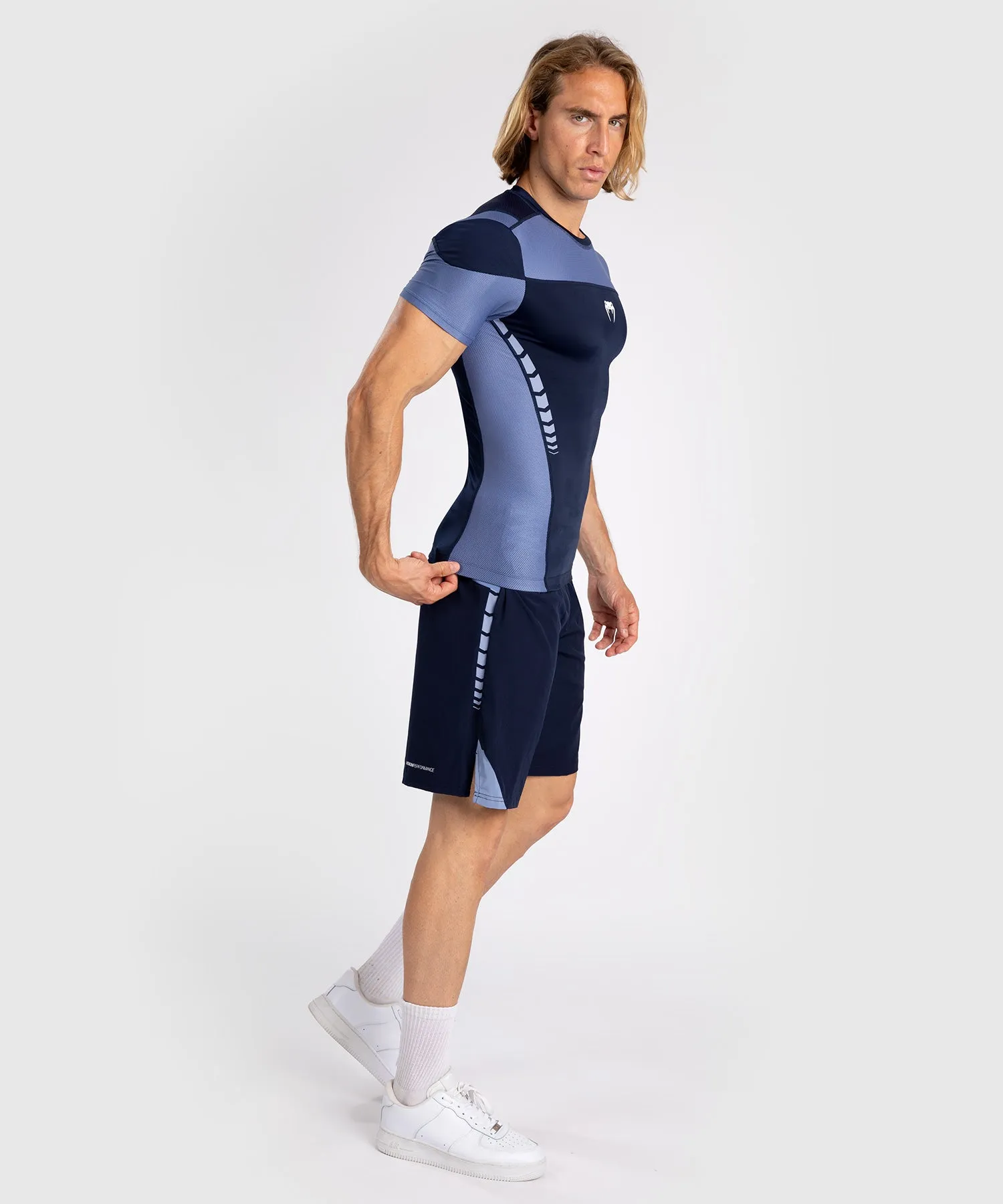 Venum Tempest Heren Rashguard Met Korte Mouwen - Marineblauw/Blauw