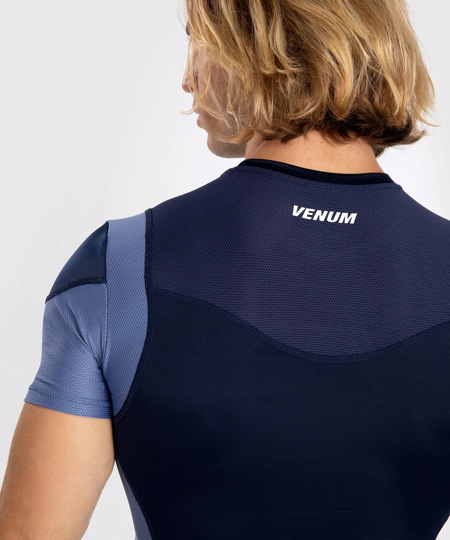 Venum Tempest Heren Rashguard Met Korte Mouwen - Marineblauw/Blauw